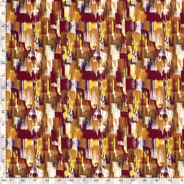 Quattro Stretch stof Abstract Wijnrood