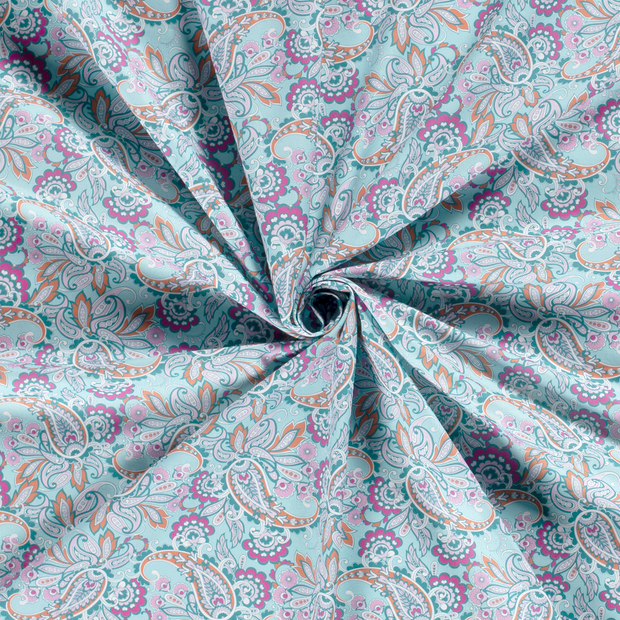 Cotton Poplin fabric Mint printed 