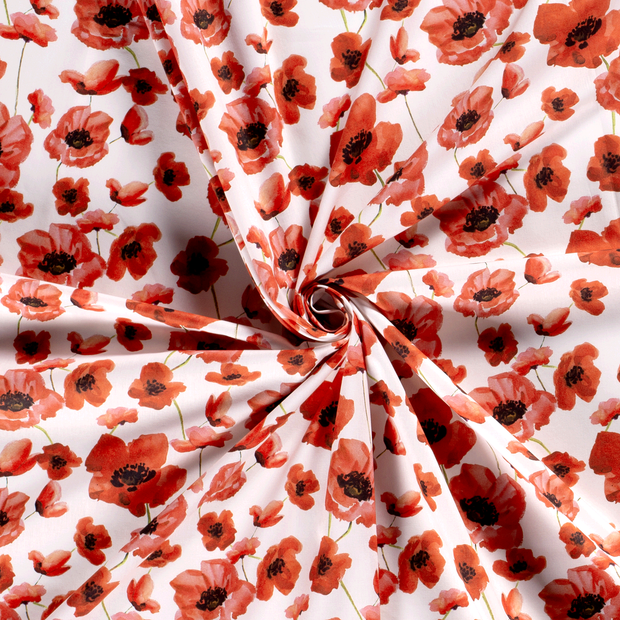 Cotton Poplin fabric Optical White printed 