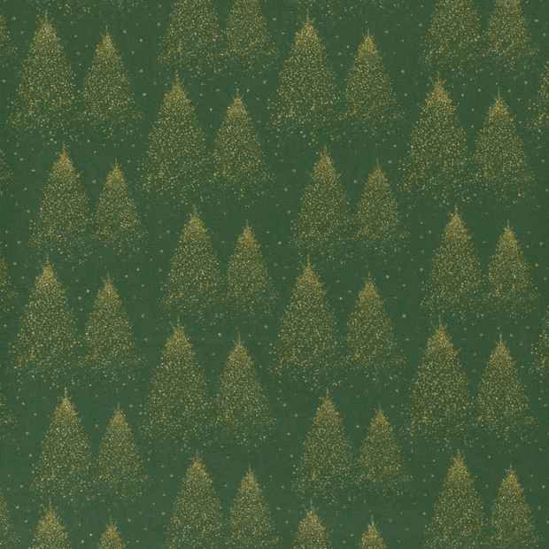Katoen Poplin stof Kerstbomen Groen