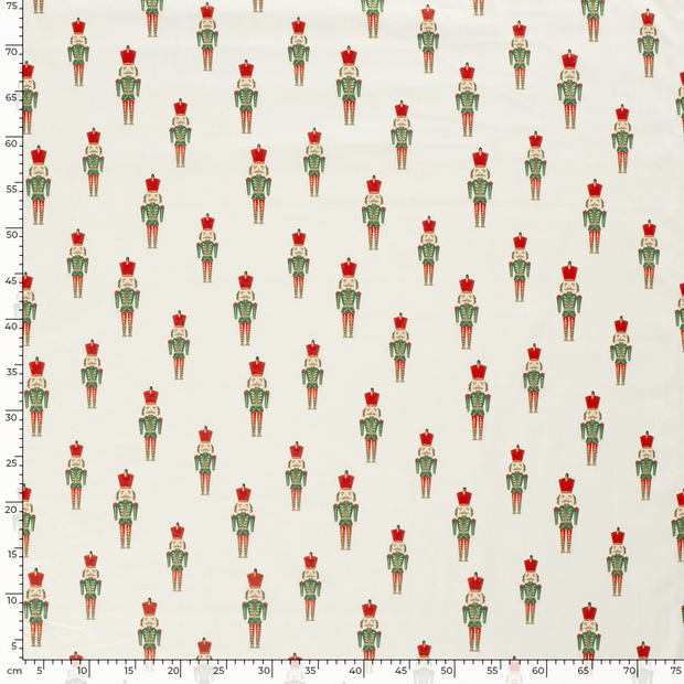 Cotton Poplin fabric Christmas ornaments Off White