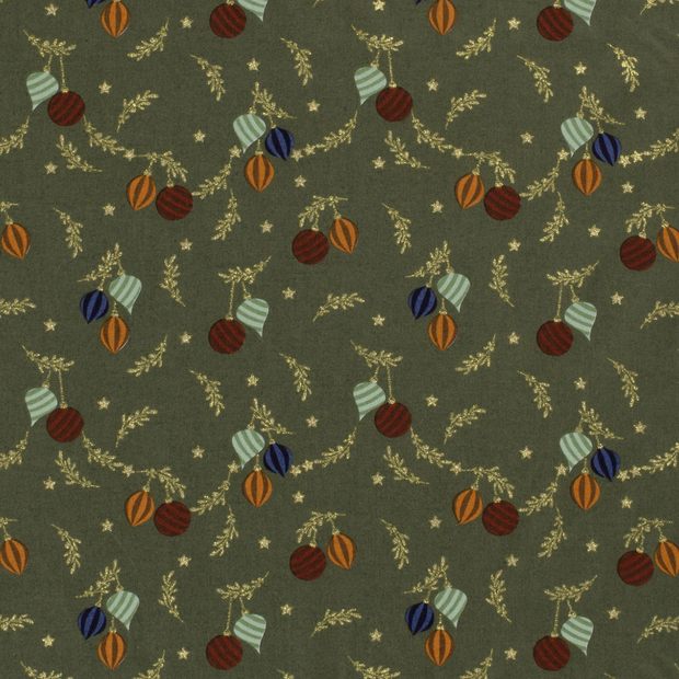 Popeline de Coton tissu Noël Vert