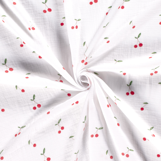 Double gaze tissu Blanc imprimé numérique 