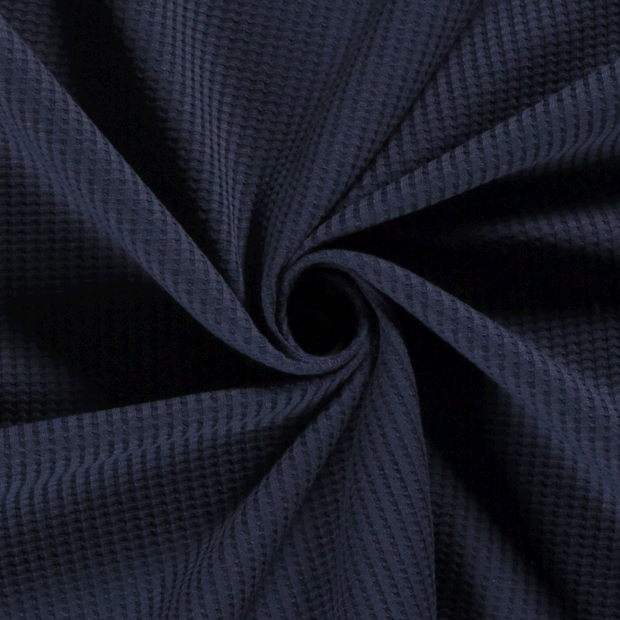 Knitted Waffle fabric Unicolour Navy