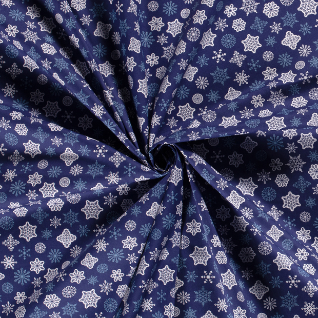 Cotton Poplin fabric Navy printed 