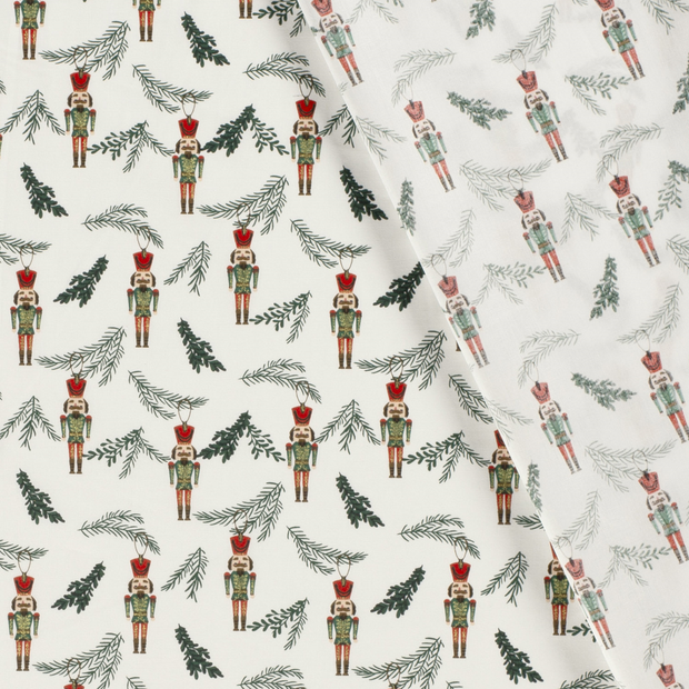 Cotton Poplin fabric Christmas ornaments printed and foil 