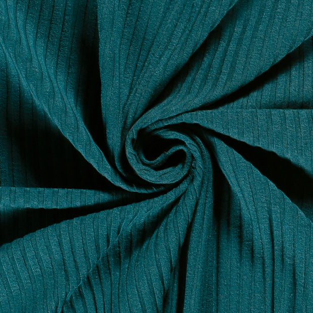 Rib Jersey tissu Unicolore Bleu Canard