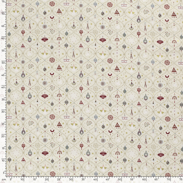 Cotton Poplin fabric Christmas Off White