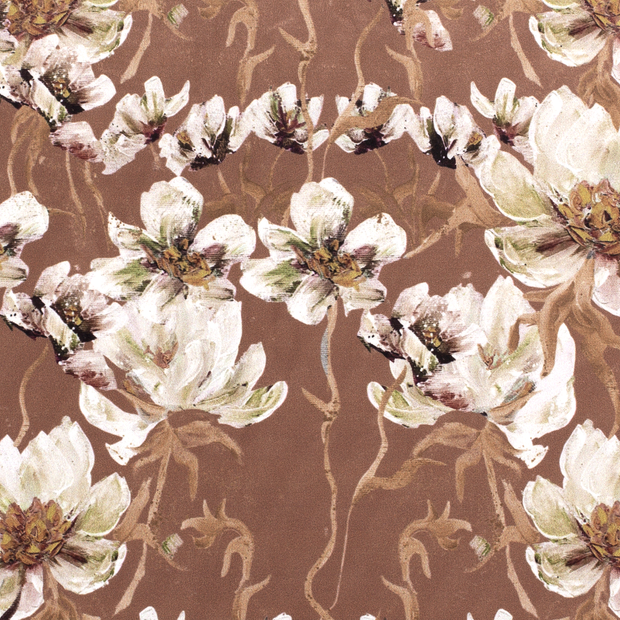 Velours tissu fleurs Marron