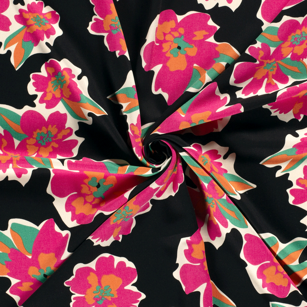 Viscose Twill fabric Fuchsia printed 