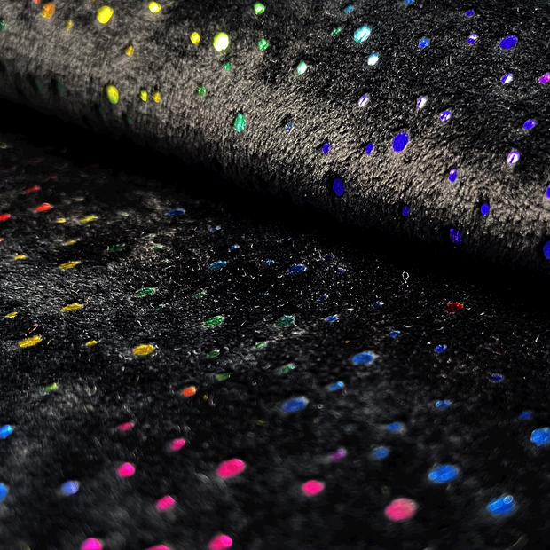 Velvet fabric Dots Black