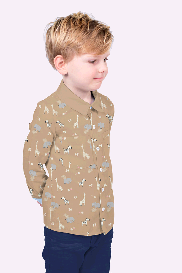 Cotton Poplin fabric Animals Camel