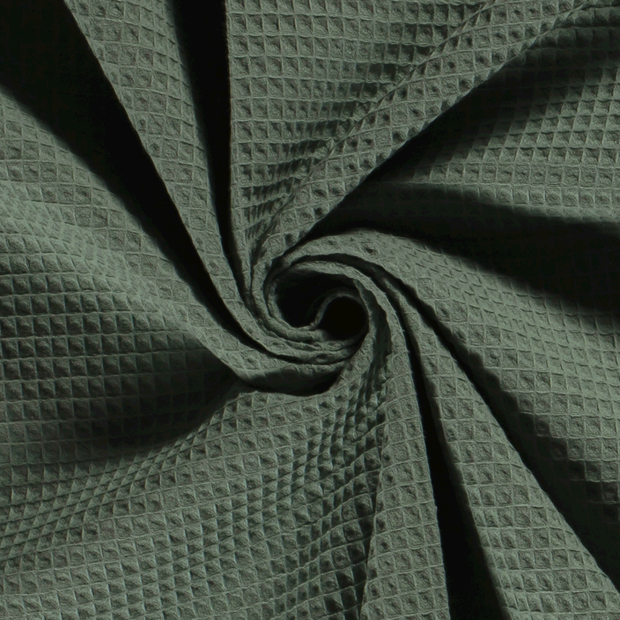 Waffle piqué fabric Unicolour Dark Mint