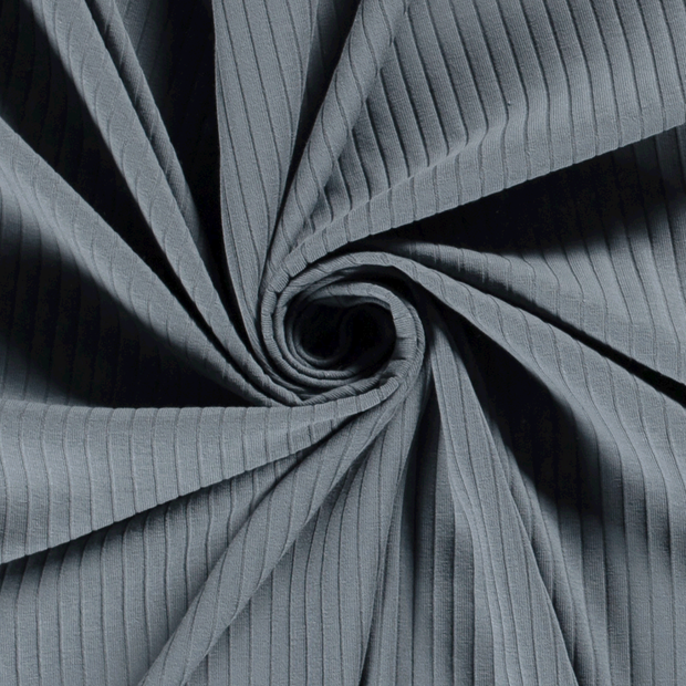 Rib Jersey fabric Unicolour Steel Blue