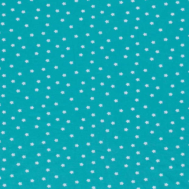 Jersey de Coton tissu fleurs Turquoise