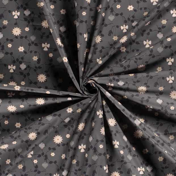 Cotton Poplin fabric Green printed and foil 