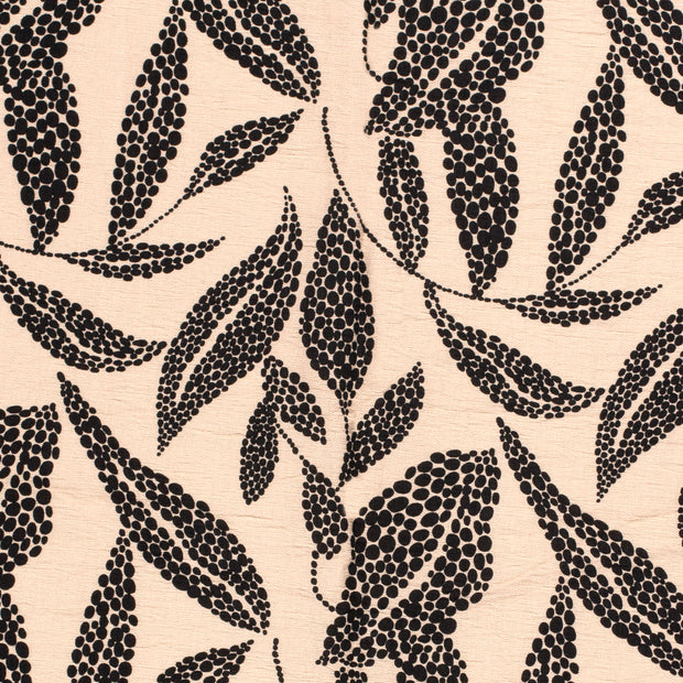 Viscose Nylon Crepe stof Bloemen Beige
