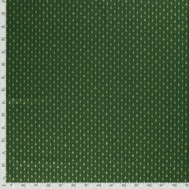 Cotton Poplin fabric Christmas trees Green