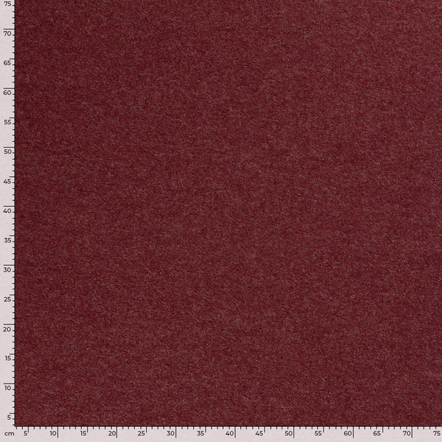 Wol Boucle stof Effen Bordeaux