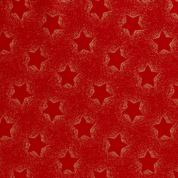 Cotton Poplin fabric Christmas stars Red