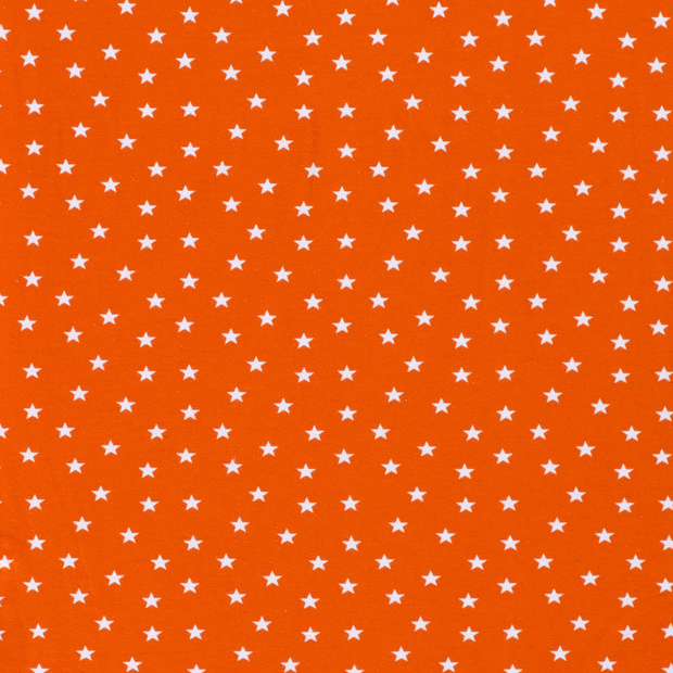 Katoen Jersey stof Sterren Oranje
