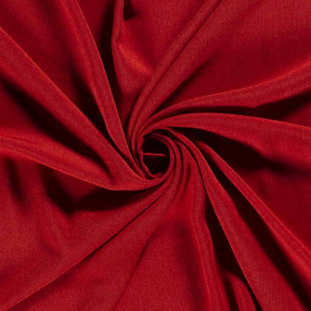 Borken Crepe tela Unicolor Rojo
