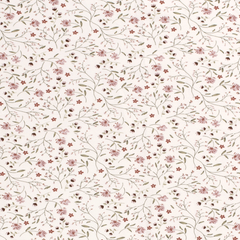 Katoen Jersey bedrukt Bloemen Gebroken wit