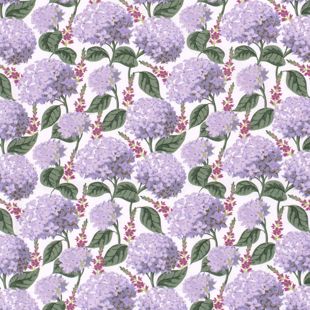 Cotton Poplin fabric Flowers Optical White