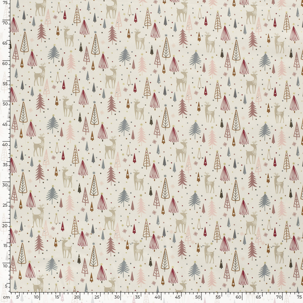 Cotton Poplin fabric Christmas Off White