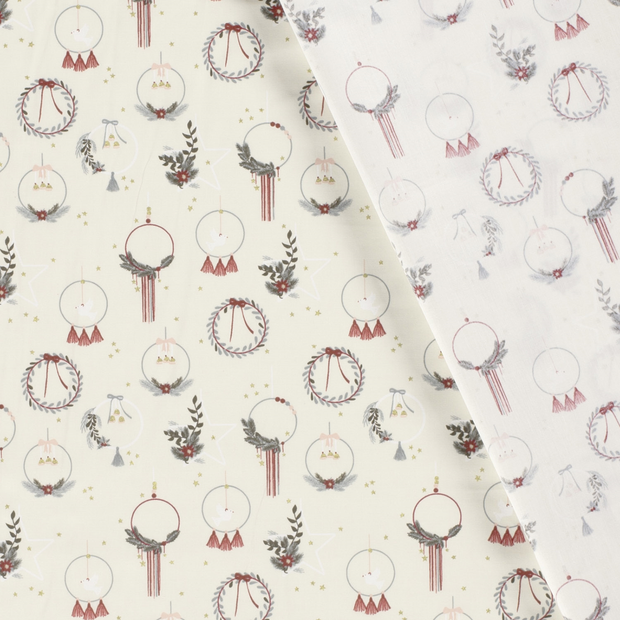 Cotton Poplin fabric Christmas ornaments printed and foil 
