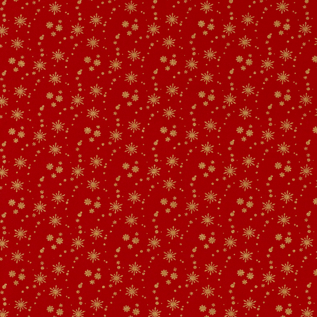 Cotton Poplin fabric Christmas stars Red