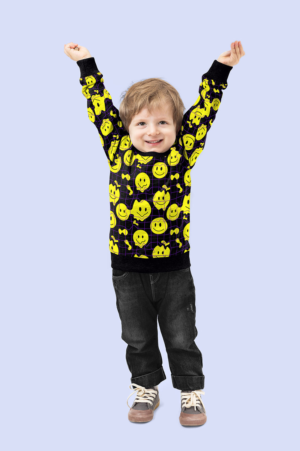 Jogging fabric Faces Black Wholesale fabrics Nooteboom Textiles