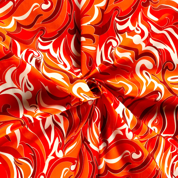 Algodón satinado tela Naranja estampado 