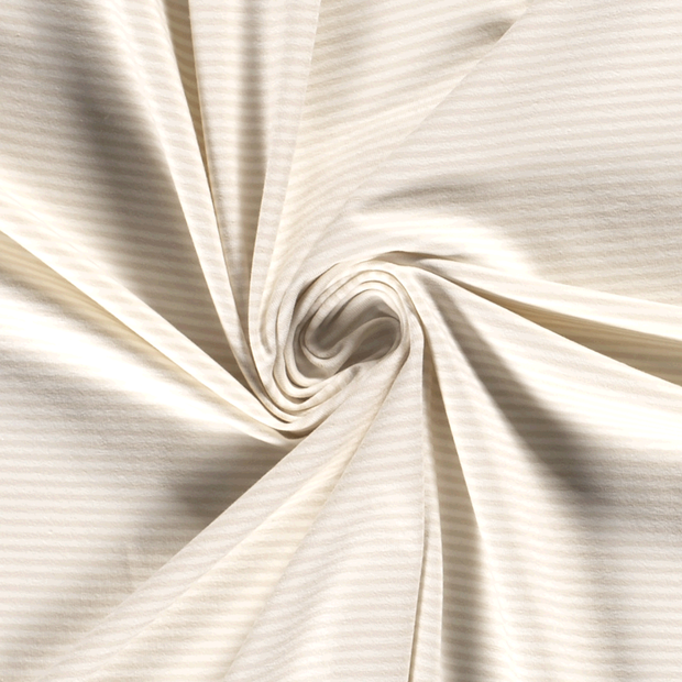Cotton Jersey Yarn Dyed fabric Stripes Ivory