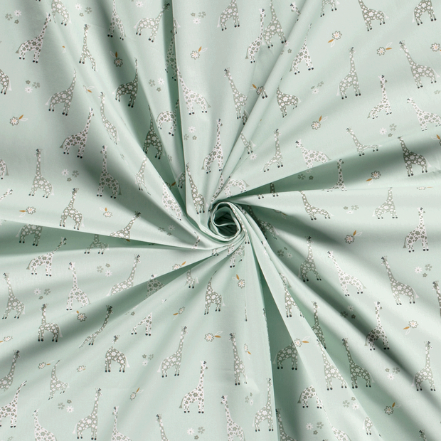 Cotton Poplin fabric Mint printed 