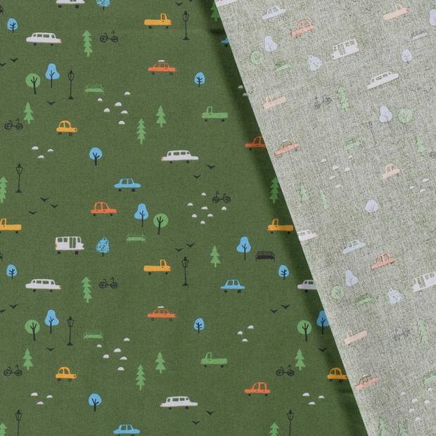 Cotton Poplin fabric Cars printed 