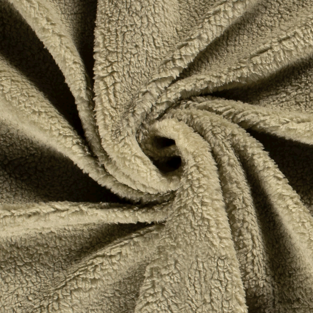 Sherpa Fleece fabric Unicolour Olive Green