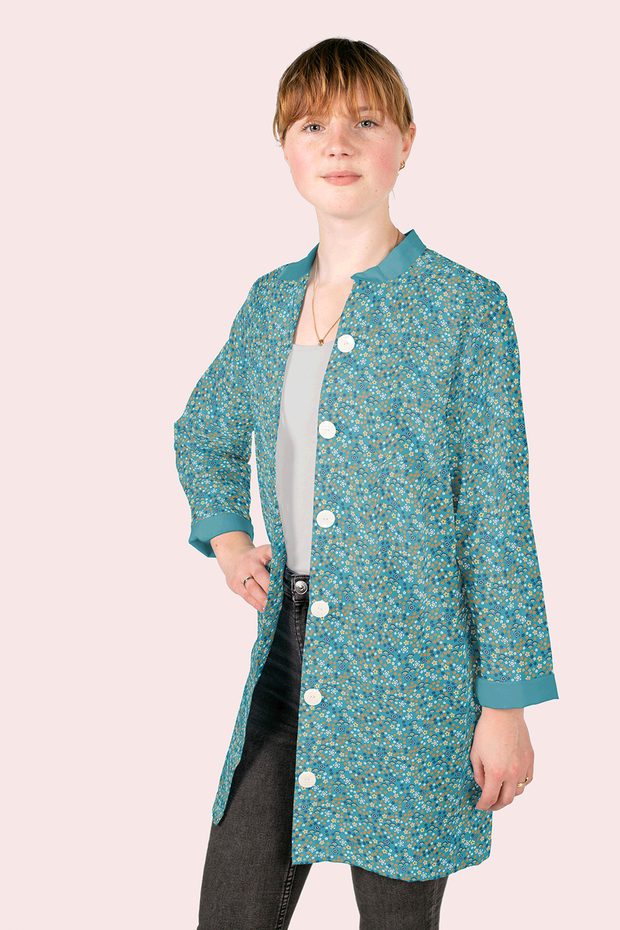 Cotton Poplin fabric Millefleurs Petrol