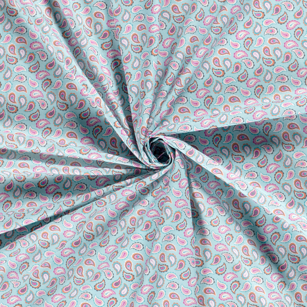 Cotton Poplin fabric Mint printed 