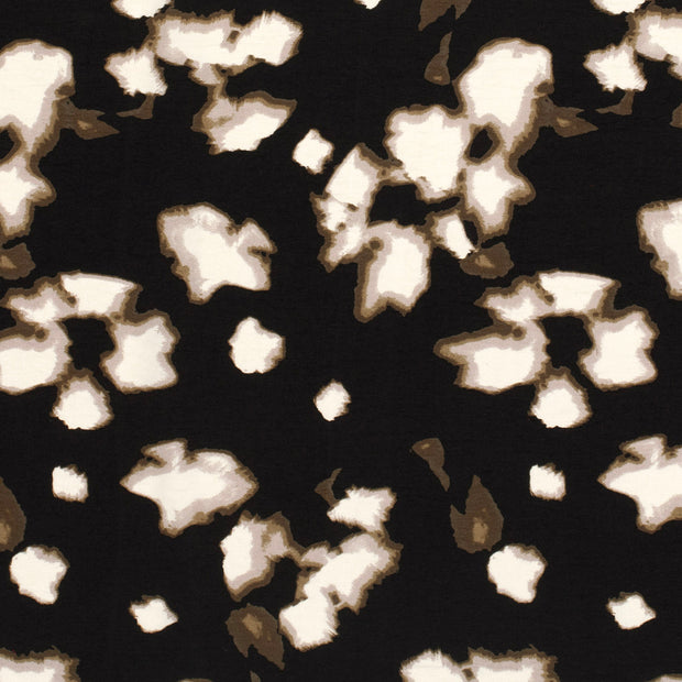 Viscose Nylon Crepe fabric Abstract Black