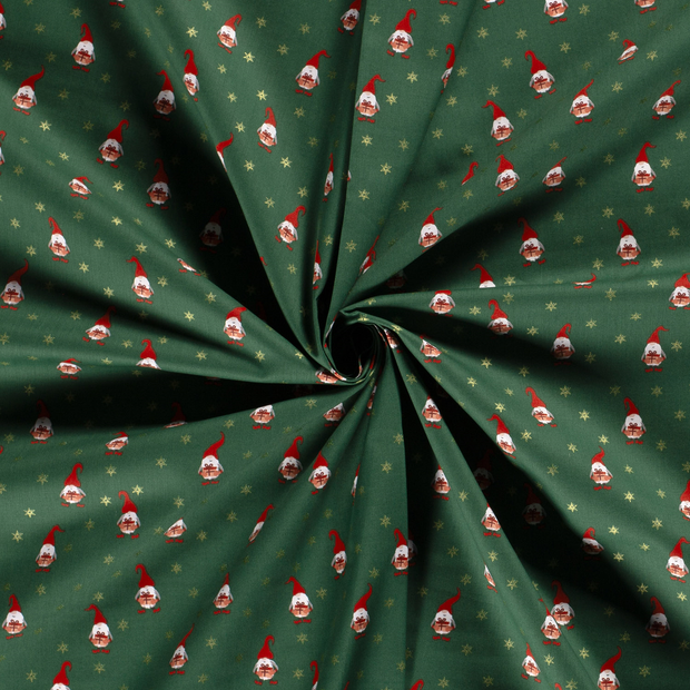 Cotton Poplin fabric Green printed and foil 