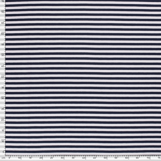 Jersey de Coton Fil Teint tissu rayures Bleu Marine