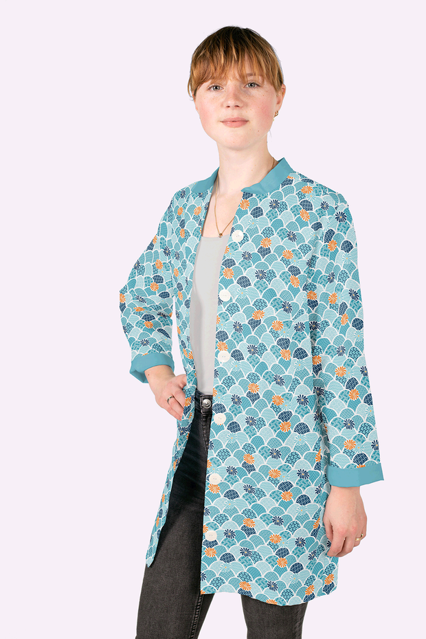 Cotton Poplin fabric Abstract Petrol