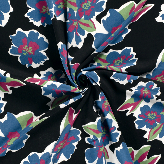 Viscose Twill fabric Black printed 