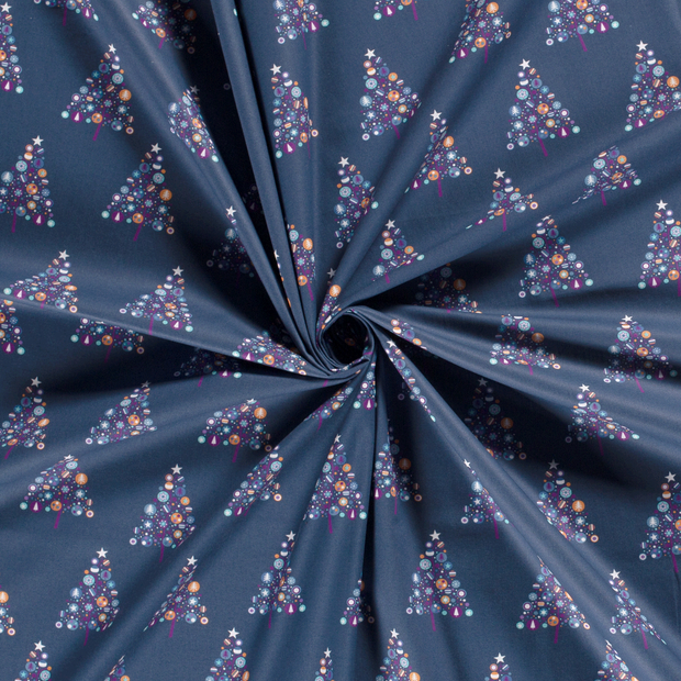 Cotton Poplin fabric Navy printed 