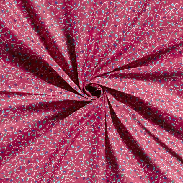 Cotton Poplin fabric Fuchsia printed 