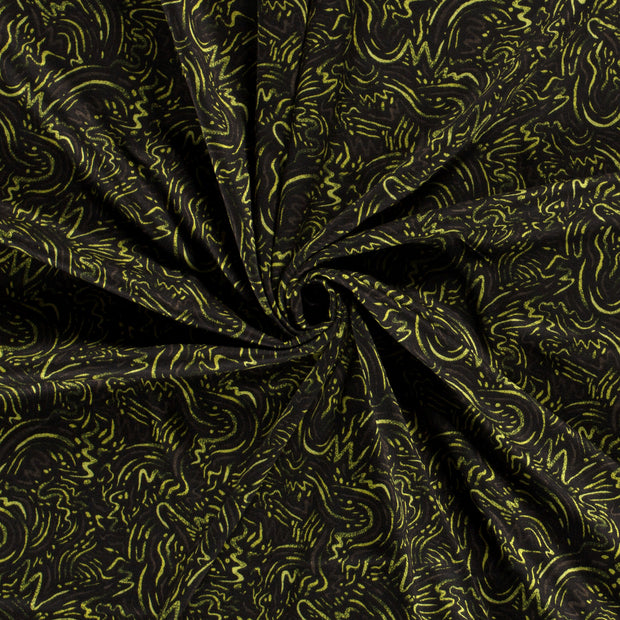 Poly Viscose Jersey fabric Lime Green discharge printed 