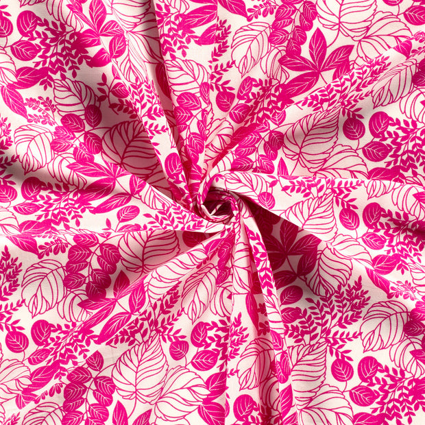 Woven Viscose Linen fabric Fuchsia printed 