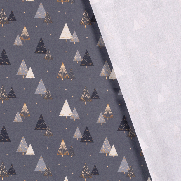 Cotton Poplin fabric Christmas ornaments printed and foil 