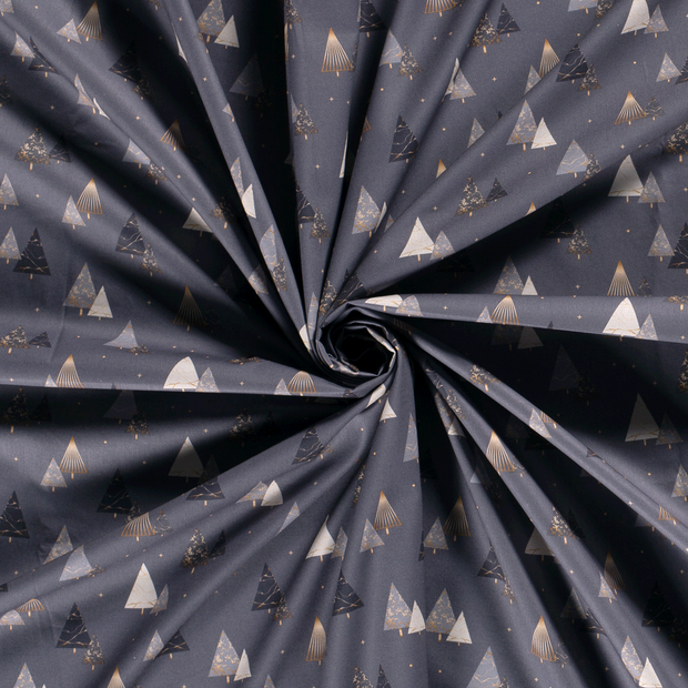 Cotton Poplin fabric printed and foil 
